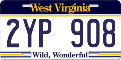 WV license plate 2YP908