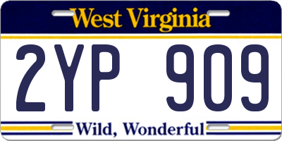 WV license plate 2YP909