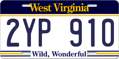 WV license plate 2YP910