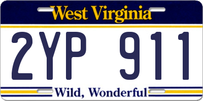 WV license plate 2YP911