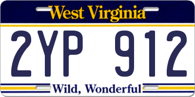 WV license plate 2YP912