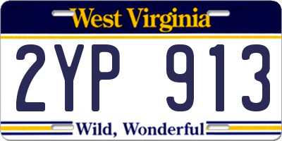 WV license plate 2YP913