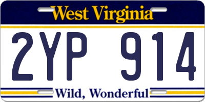 WV license plate 2YP914