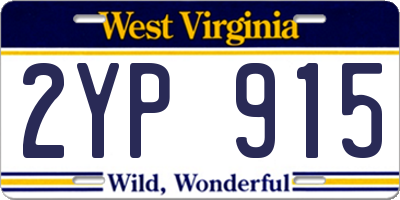 WV license plate 2YP915