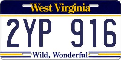 WV license plate 2YP916