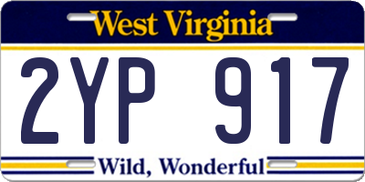 WV license plate 2YP917