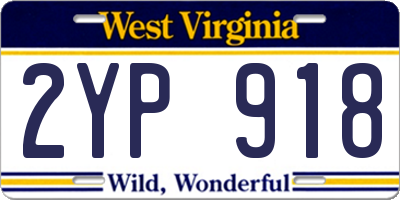 WV license plate 2YP918