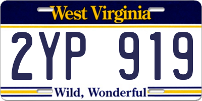 WV license plate 2YP919