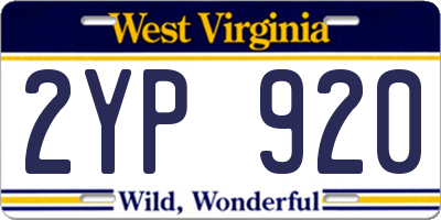 WV license plate 2YP920