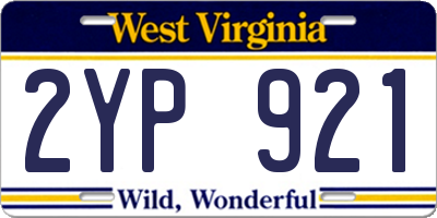 WV license plate 2YP921