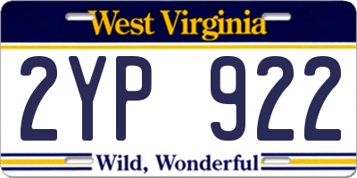 WV license plate 2YP922