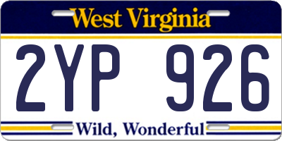 WV license plate 2YP926