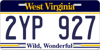 WV license plate 2YP927