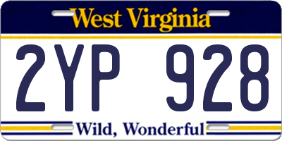 WV license plate 2YP928