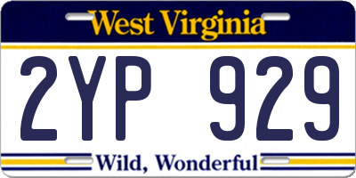 WV license plate 2YP929