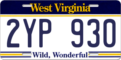 WV license plate 2YP930