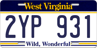 WV license plate 2YP931