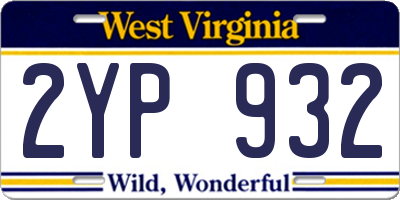 WV license plate 2YP932