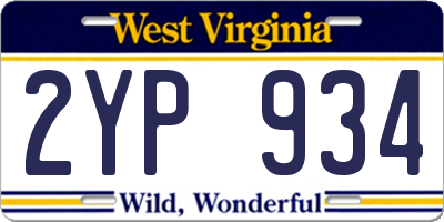 WV license plate 2YP934