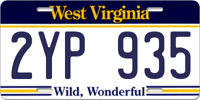 WV license plate 2YP935