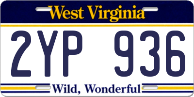 WV license plate 2YP936