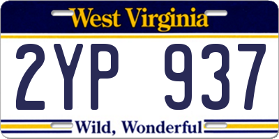 WV license plate 2YP937