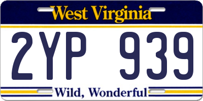 WV license plate 2YP939