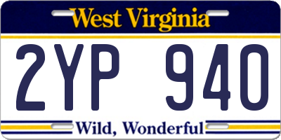 WV license plate 2YP940