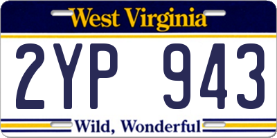 WV license plate 2YP943