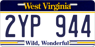 WV license plate 2YP944