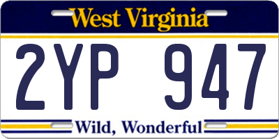 WV license plate 2YP947
