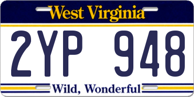 WV license plate 2YP948