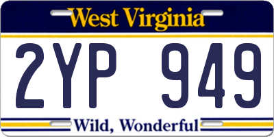 WV license plate 2YP949