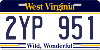 WV license plate 2YP951