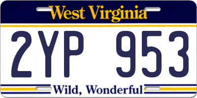 WV license plate 2YP953