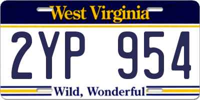 WV license plate 2YP954