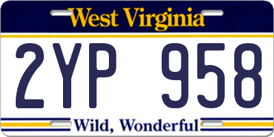 WV license plate 2YP958