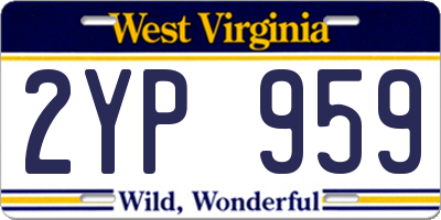 WV license plate 2YP959