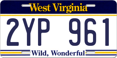 WV license plate 2YP961