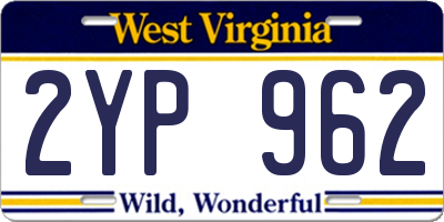 WV license plate 2YP962