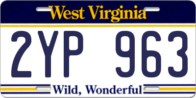 WV license plate 2YP963