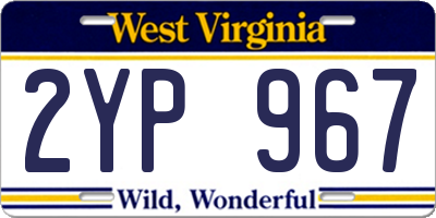 WV license plate 2YP967