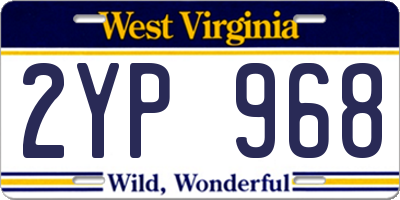 WV license plate 2YP968