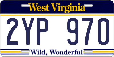 WV license plate 2YP970