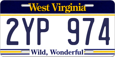 WV license plate 2YP974