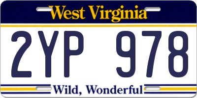 WV license plate 2YP978