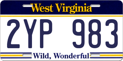 WV license plate 2YP983
