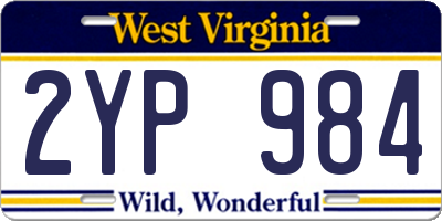WV license plate 2YP984