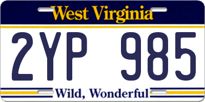 WV license plate 2YP985
