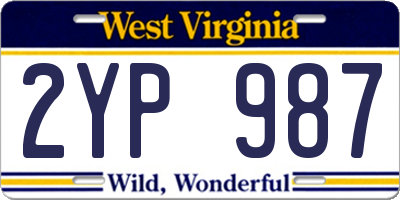 WV license plate 2YP987